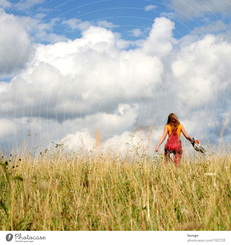 aestas ne decesseris Meadow Sky Clouds Woman Multicoloured Summer Going Grass Walking Seasons Exuberance Vacation & Travel