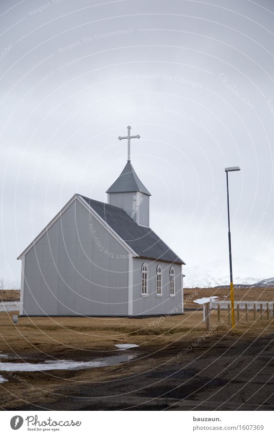 and church. Vacation & Travel Tourism Trip Adventure Far-off places Winter Snow Winter vacation Earth Clouds Grass Meadow Iceland Church Wall (barrier)