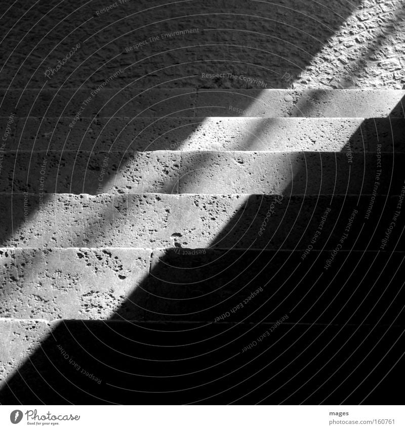 levels Stairs Bright light Shadow Sun Contrast Bright spot Streak of light Light Lighting Building Architecture Detail Black & white photo Safety