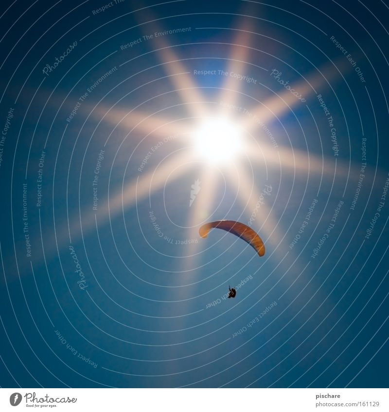 The flight of Icarus... Leisure and hobbies Freedom Summer Sun Sports Sky Warmth Flying Blue Paragliding Parachute Weightlessness