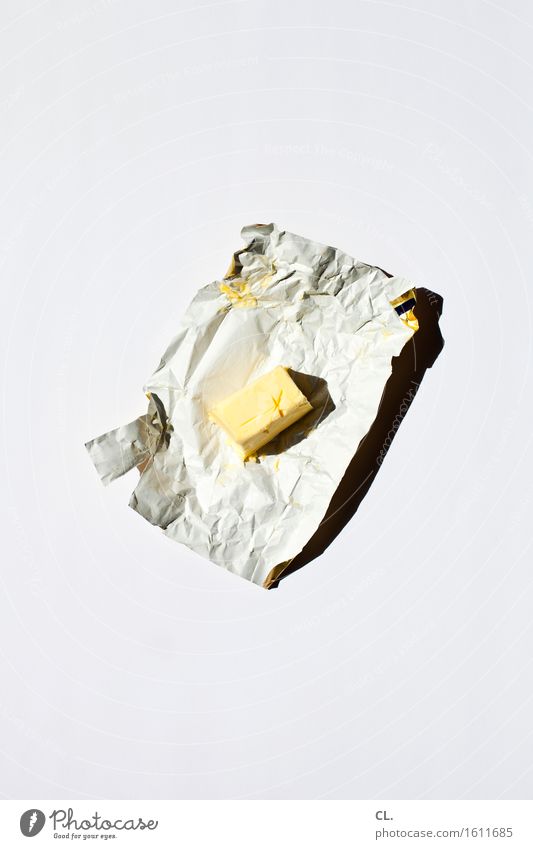 what was available / butter Food Butter Nutrition Eating Breakfast Packaging Esthetic Yellow White Colour photo Interior shot Close-up Deserted Copy Space left