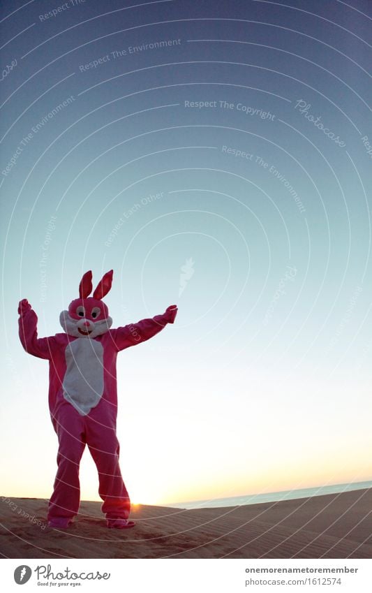 Samba hare Art Work of art Esthetic Hare & Rabbit & Bunny Hare ears Hare hunting Rabbit's foot Pink Blue sky Carnival costume Disguised Costume Party mood