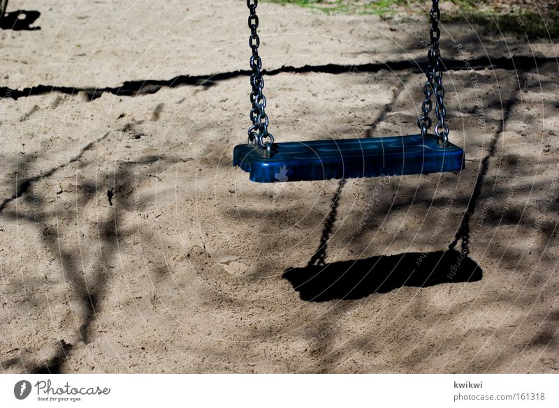 blue swing Swing Blue Kindergarten Playing Playground Loneliness Going Happy Joy