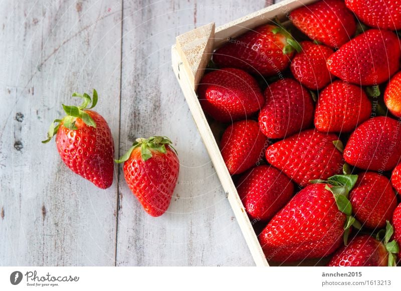 strawberries Red Basket Crate Berries Summer Spring Delicious Healthy Eating Dish Food photograph Juicy Green Interior shot Strawberry craved