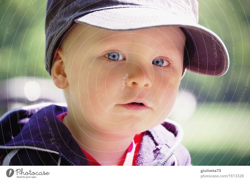 junior Masculine Child Baby Toddler Boy (child) Infancy 1 Human being 1 - 3 years Cap baseball cap Observe Looking Beautiful Curiosity Cute Watchfulness