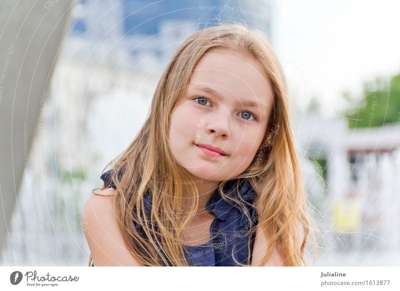 Portrait of cute girl Child Schoolchild Girl Woman Adults Infancy 1 Human being 3 - 8 years 8 - 13 years Blonde Cute Blue White kid preschooler young Lady 7