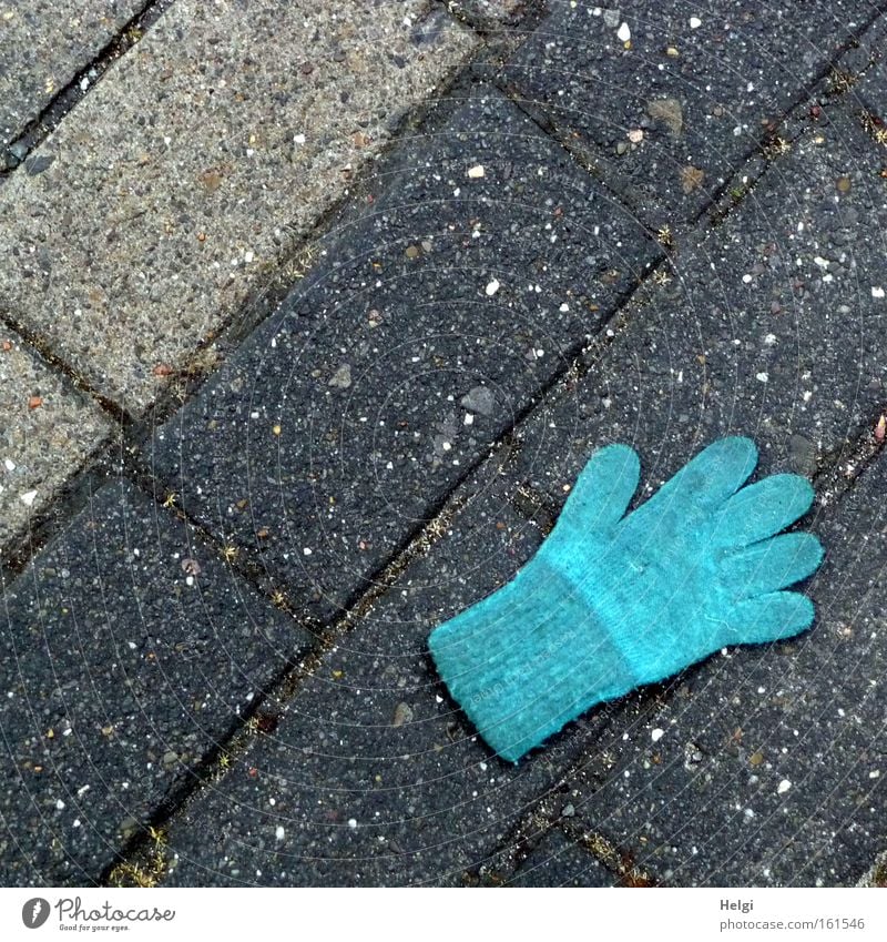 lost... Gloves Lose Doomed Sidewalk Footpath Stone Cold Winter Freeze Fingers Wool Heat Protection Blue Gray Clothing Anger Aggravation Helgi Paving stone