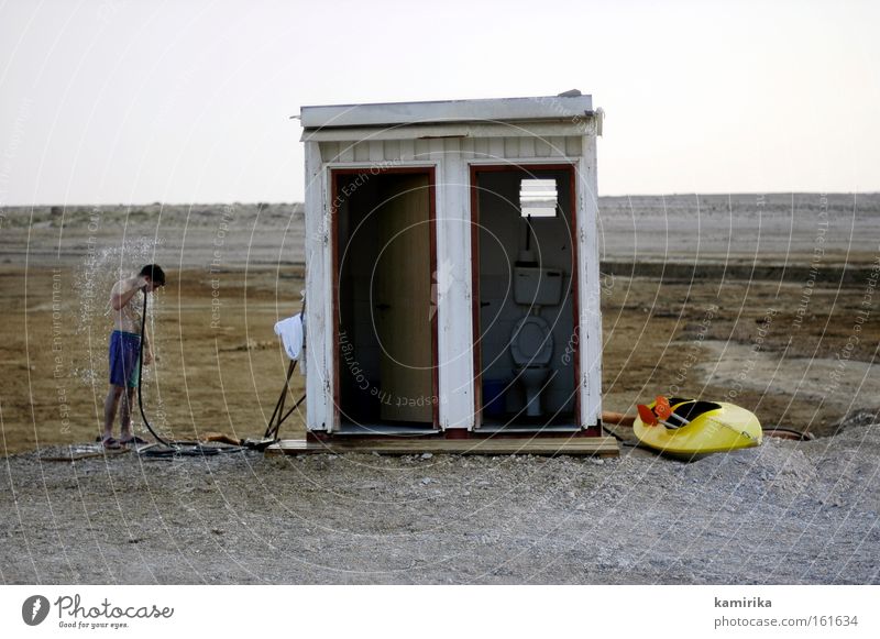 oasis Desert Ocean Drought Water Kayak Salty Israel Stony Shower (Installation) Toilet Take a shower Beach shower West Bank
