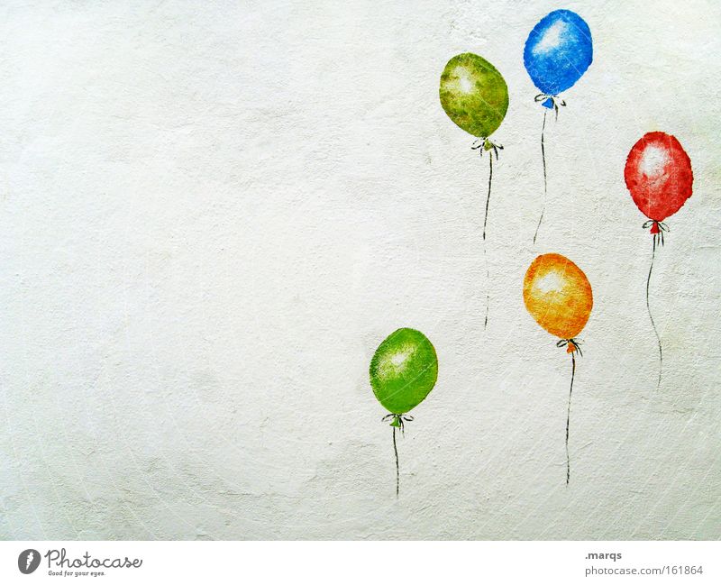 Joy Colour photo Multicoloured Exterior shot Deserted Copy Space left Happy Party Feasts & Celebrations Birthday Balloon Stone Sign Graffiti Happiness