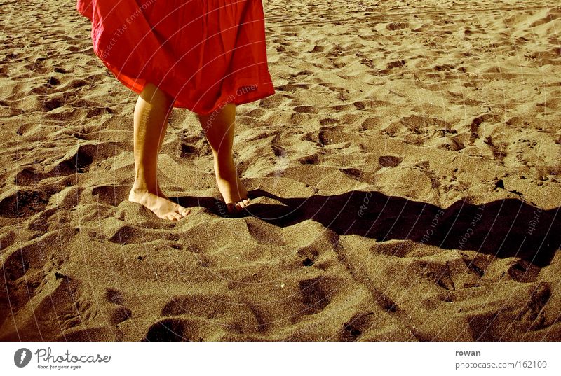 beach dance Beach Sand Vacation & Travel Summer Warmth Skirt Red Barefoot Shadow Coast