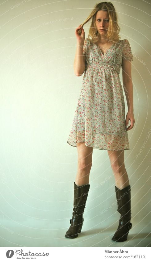 Extensions, please. Woman Dress Clothing Flower Spring Summer Boots Stand Beautiful Hair and hairstyles twirl Fashion