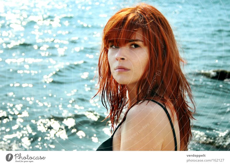 0_10 Water Hair Wet Blue Red Style Emotions Summer Ocean Woman Portrait photograph look Swimming & Bathing