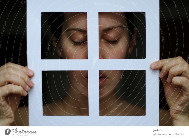 pure Window Paper Woman Human being Face Eyes Mouth Hand Soul Pure Beautiful Humanity To hold on Closed eyes Natural