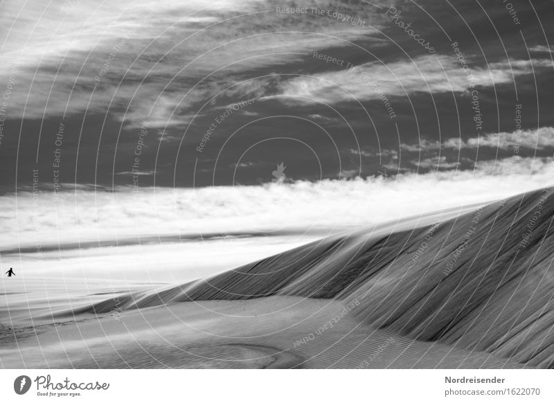 b/w | Planet Earth Adventure Far-off places Freedom Time machine Human being Androgynous 1 Nature Landscape Elements Sand Air Sky Clouds Beautiful weather
