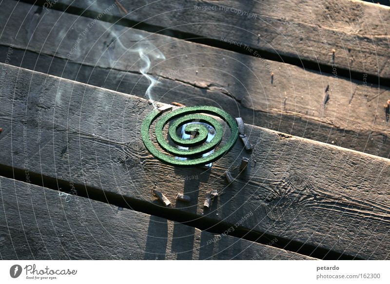 smoke sign Smoke Glow Wooden floor Second-hand Green Brown Vacation & Travel Finland Useful Summer Mosquitos Spiral Odor Macro (Extreme close-up) Close-up
