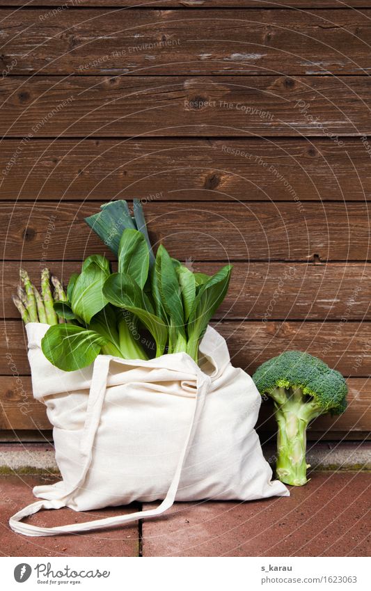 Green vegetables Food Vegetable Nutrition Organic produce Vegetarian diet Diet Healthy Healthy Eating Fresh To enjoy Shopping Bag Pak choy Broccoli Asparagus