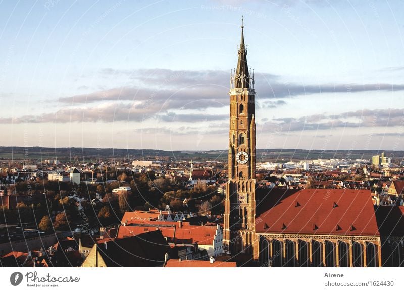 symbolic Landshut Bavaria Town Capital city Downtown Old town Church Architecture Church spire Sign Tower Historic Tall Above Point Red Arrogant Pride