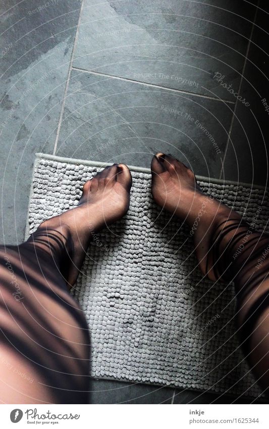 stockings Style Beautiful Pedicure Nail polish Woman Adults Life Feet Women`s feet 1 Human being Stockings Tights Tile Stone floor Carpet Line Stripe