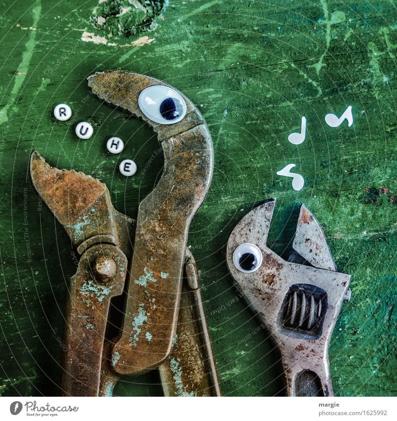 A pair of pliers and a screwdriver with eyes communicate with each other. He whistles for notes and you call silence! Work and employment Profession
