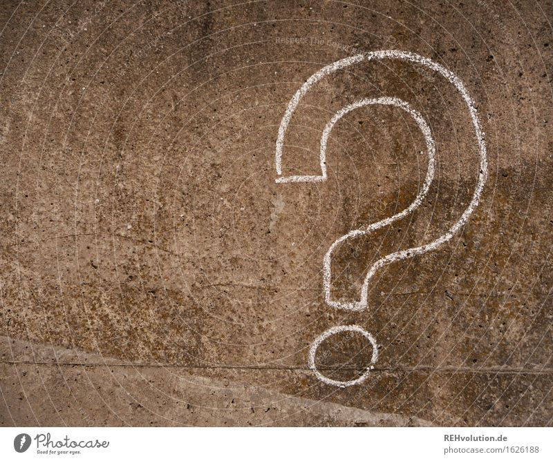 question mark Concrete Sign Characters Gray Idea Inspiration Creativity Irritation Puzzle Ask Question mark Doubt Chalk Painted Drawing Colour photo