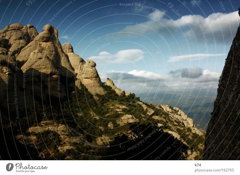 Montserrat Mountain Valley Panorama (View) Landscape Holy Geology Climbing Tall Above Sky Clouds Bizarre Picturesque Nature Freedom Peak Clarity Pure Fresh Air
