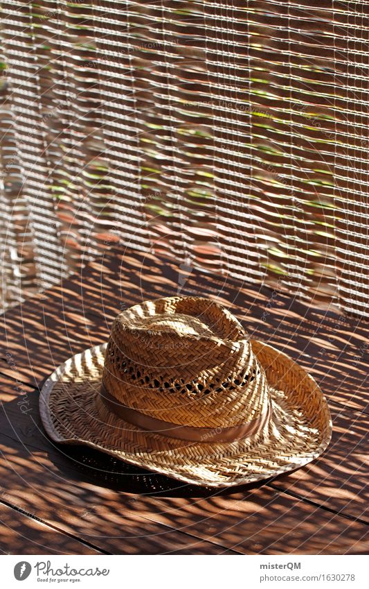 hat on the table Art Work of art Esthetic Hat Hat rack Relaxation Vacation mood Vacation & Travel Vacation photo Vacation good wishes Calm Straw hat