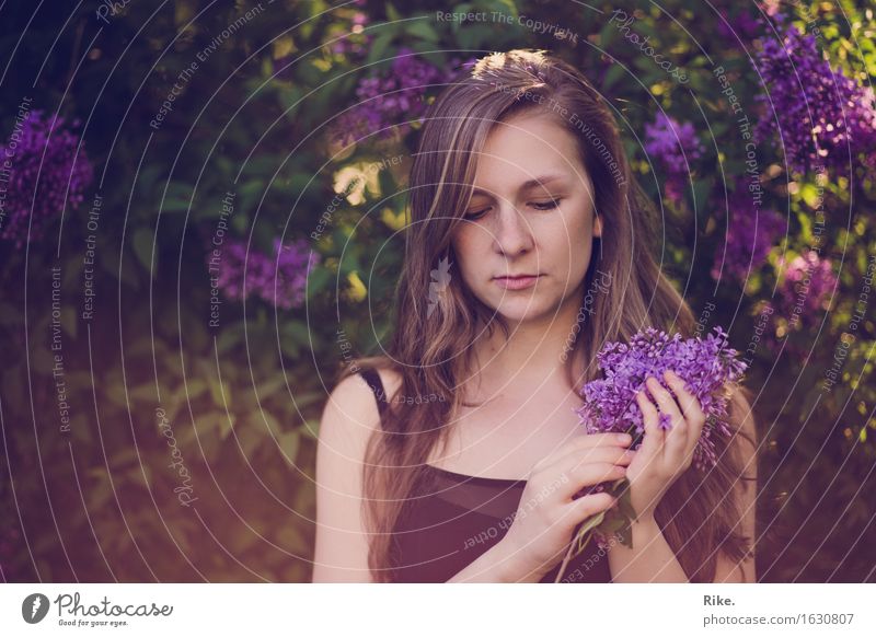 A little romance. Human being Feminine Young woman Youth (Young adults) Adults 1 18 - 30 years Environment Nature Plant Summer Flower Bushes Blossom Lilac