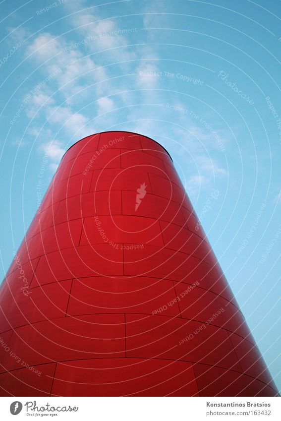 RED CONUS Geometry Surface Sky Red Metal Mathematics Structures and shapes Industrial Photography Conical Industry volumes truncated cone