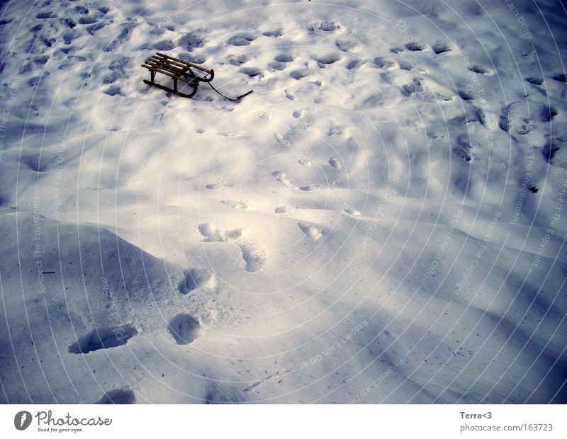 Winter wonderland Colour photo Exterior shot Deserted Copy Space left Dawn Twilight Light Shadow Contrast Snow Winter vacation Sleigh Beautiful weather Ice