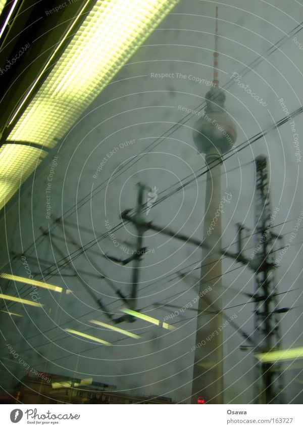 400 Berlin Television tower Tower Architecture architectural photography Antenna Broadcasting tower Commuter trains Window Glass Reflection Think