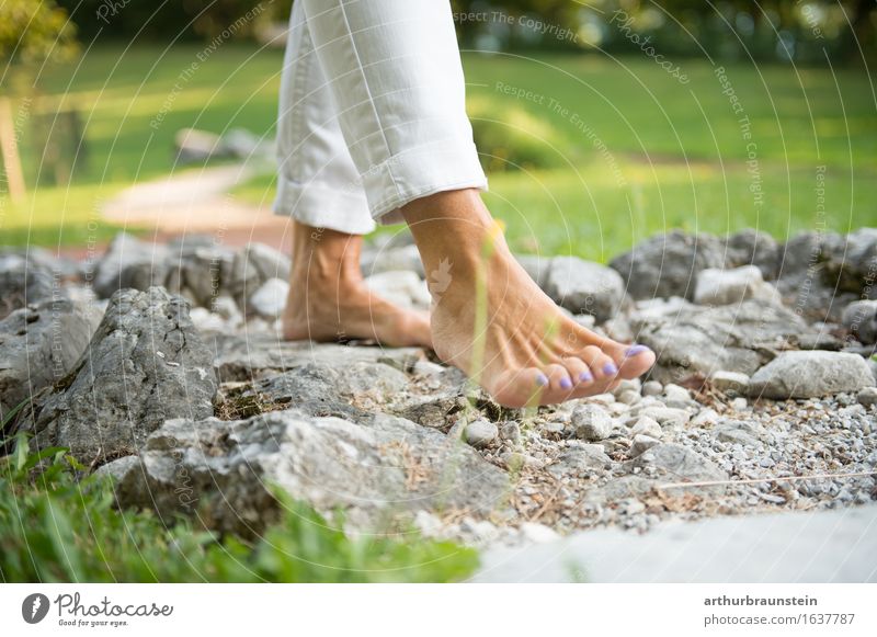 Barefoot over stick and stone Lifestyle Personal hygiene Pedicure Healthy Health care Athletic Vacation & Travel Tourism Trip Garden Hiking Human being Feminine