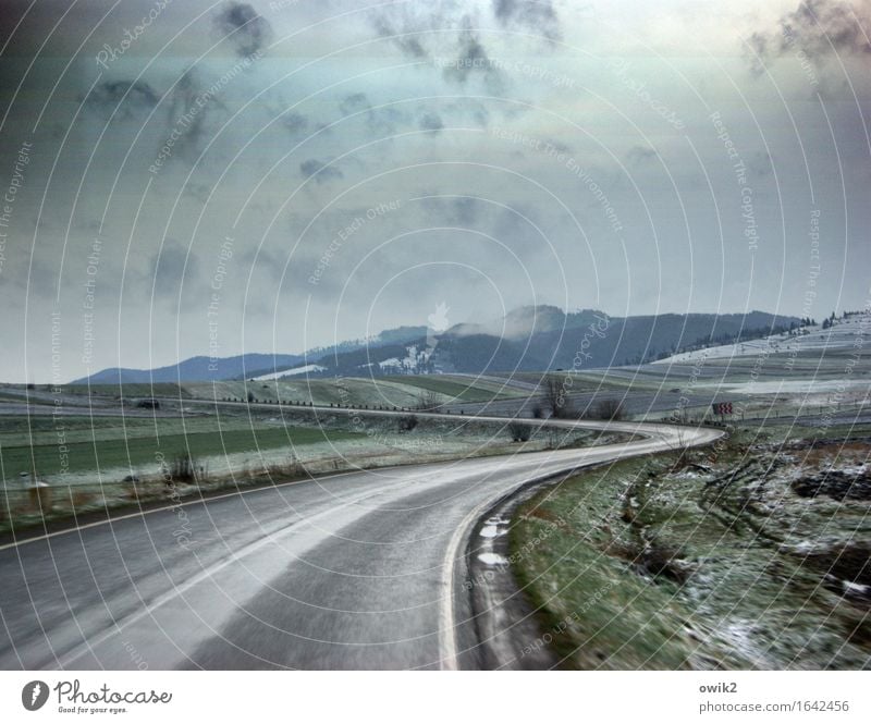 south curve Environment Nature Landscape Sky Clouds Horizon Climate Bad weather Carpathians Eastern Europe Romania Transport Traffic infrastructure Street Curve