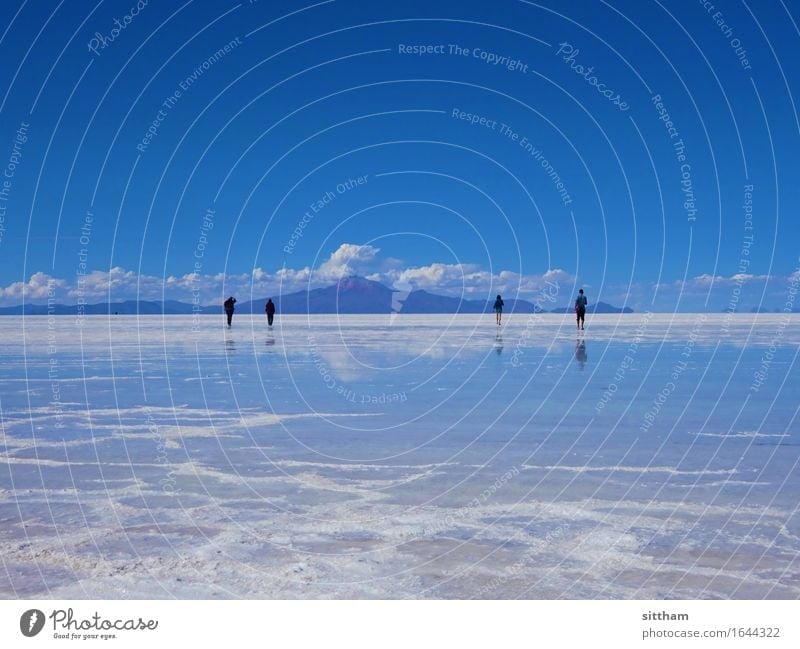 Sky Mirror, Salar de Uyuni, Bolivia Vacation & Travel Far-off places Mountain Hiking Human being 4 Nature Landscape Air Water Clouds Desert Salt flats