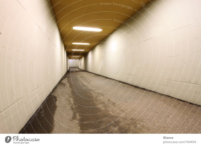 Into nothingness Colour photo Exterior shot Abstract Deserted Copy Space right Artificial light Deep depth of field Central perspective Wide angle Tunnel