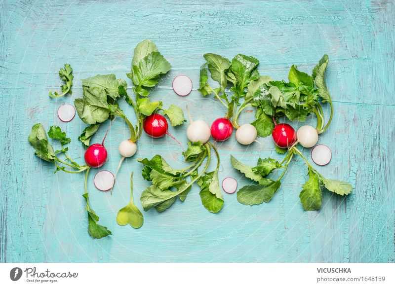 White and red radishes with leaves Food Vegetable Nutrition Style Design Healthy Eating Life Summer Table Nature Garden Vitamin Fresh Radish Organic produce