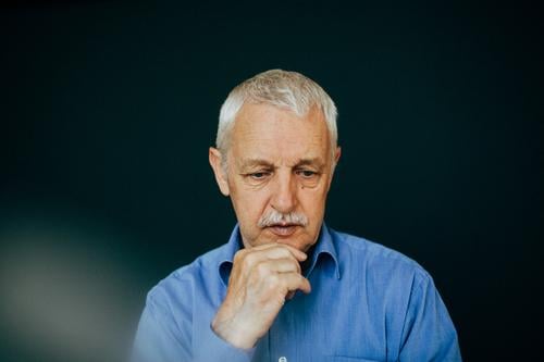 thoughtful old man with white hair Human being Masculine Male senior Man Grandfather Senior citizen Life 1 60 years and older Shirt White-haired Short-haired