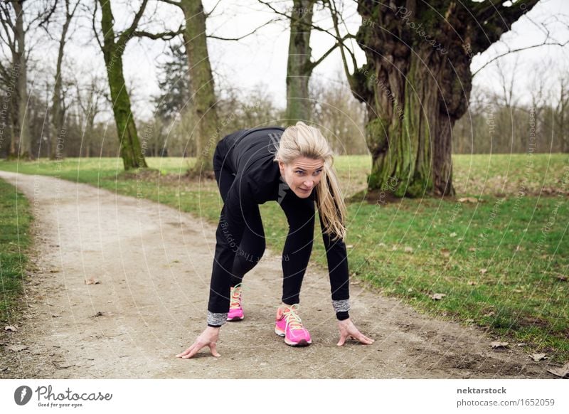 woman exercising in park Lifestyle Body Wellness Winter Sports Human being Woman Adults Park Blonde Fitness Athletic Beginning Practice healthy workout