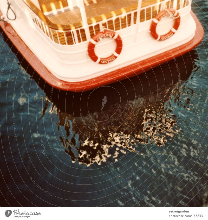 Boat ride with one o or two? Colour photo Exterior shot Lomography Holga Deserted Copy Space bottom Reflection Sunlight Bird's-eye view boat tour