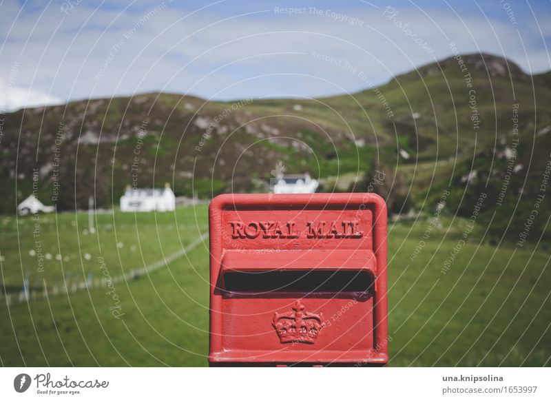 You have mail Vacation & Travel Tourism Living or residing Landscape Hill Great Britain Scotland Village Mailbox Red Loneliness Card Royal Colour photo