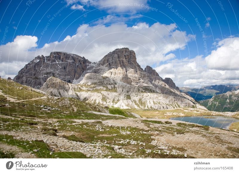 Mountain scene Dolomites Colour photo Exterior shot Deserted Copy Space top Copy Space bottom Day Light Shadow Contrast Sunlight Long shot Panorama (View)