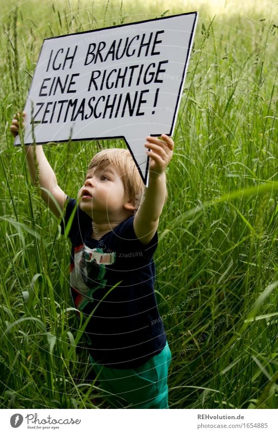 I need a real time machine. Human being Masculine Child Toddler Boy (child) 1 1 - 3 years Environment Nature Grass Meadow Characters Signs and labeling Signage