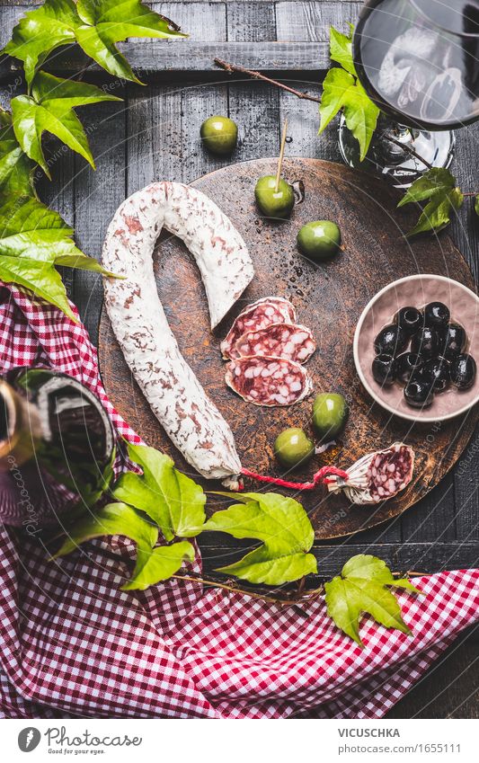 Italian Still Life with Salami Food Sausage Vegetable Nutrition Lunch Buffet Brunch Business lunch Picnic Organic produce Italian Food Beverage Wine Bowl Bottle
