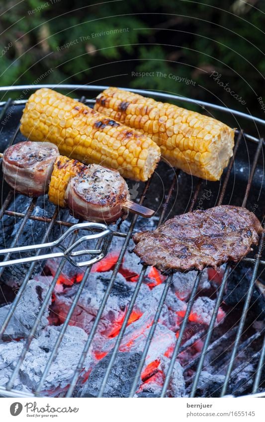 grill detail Food Meat Vegetable Organic produce Cheap Good Hot Yellow Green Barbecue (apparatus) Barbecue (event) Grill Corn cob Maize Embers Coal Fire