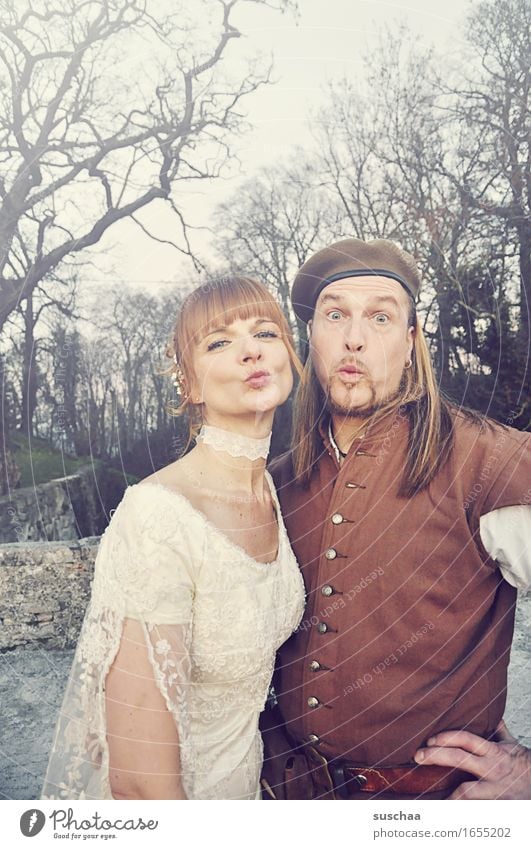 medieval wedding III Wedding couple Couple Lovers Medieval times Kissing Matrimony Romance Man Woman Happy Funny
