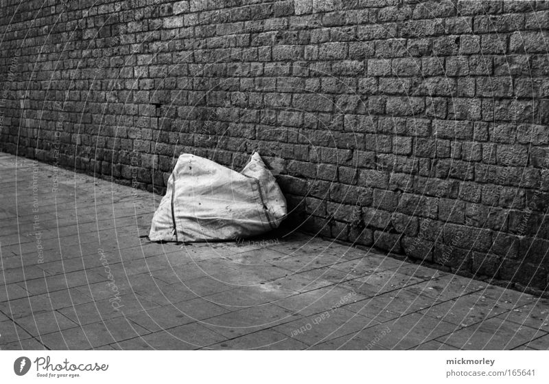 The Sack Black & white photo Exterior shot Deserted Day Central perspective Forward Barcelona Old town Esthetic Loneliness Comfortable Uniqueness Center point