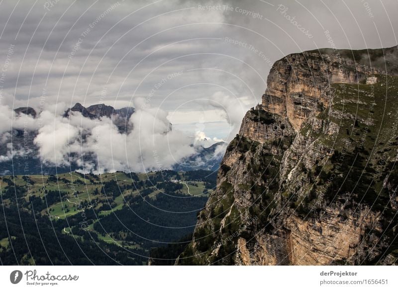Cloudy view in the Dolomites Central perspective Deep depth of field Sunbeam Sunlight Light (Natural Phenomenon) Silhouette Contrast Shadow Day Copy Space top