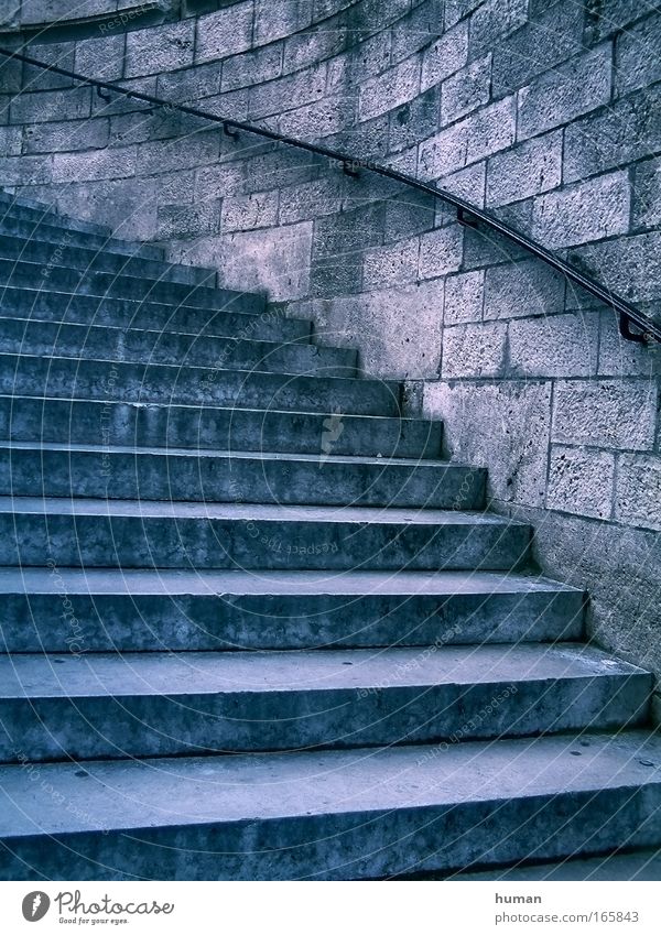 stairs Black & white photo Subdued colour Exterior shot Close-up Detail Deserted Day Twilight Stone Old Dirty Blue Gray Moody Architecture