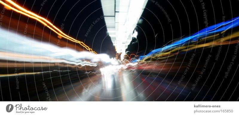 Go Fast Multicoloured Exterior shot Abstract Night Light Long exposure Transport Means of transport Traffic infrastructure Road traffic Motoring Street Highway