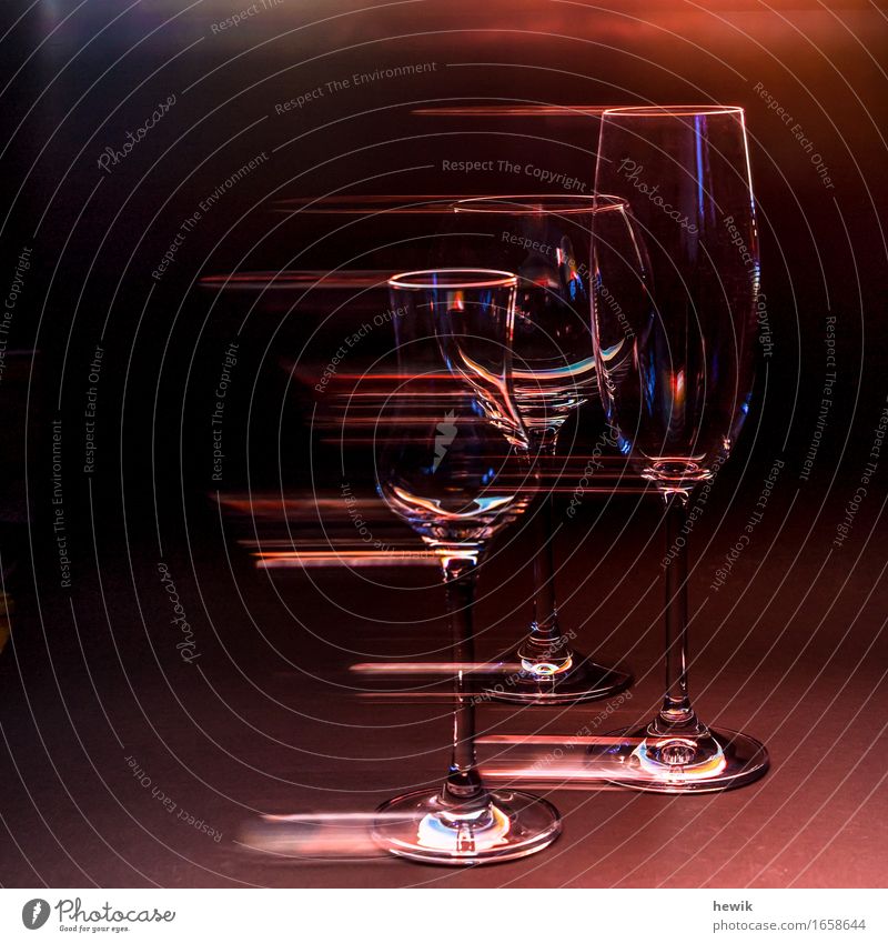 glassware Glass Champagne glass Wine glass Grappa glass Esthetic Exceptional Colour photo Interior shot Experimental Copy Space left Artificial light Contrast
