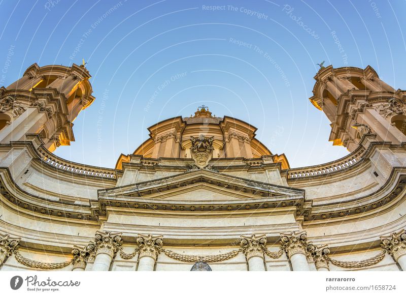 Baroque in Rome Tourism Decoration Bottom Sky Church Facade Monument White Religion and faith Italy marble baroque rinascimental bellfry tower bell campanile